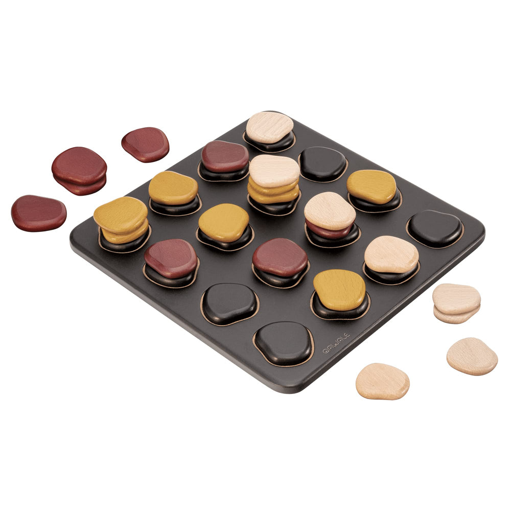 GIGAMIC Qawale stone stack playfield demonstrates the mancala-twist in action.
