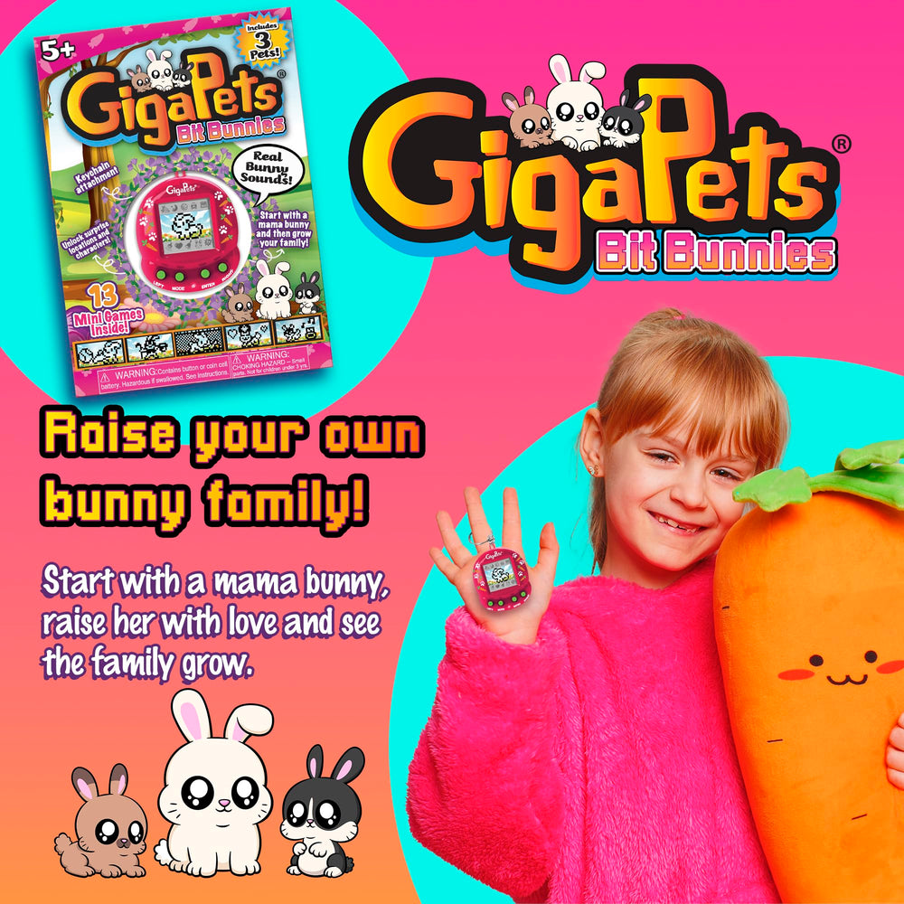 Giga Pets Bit Bunnies virtual pet keychain for portable fun