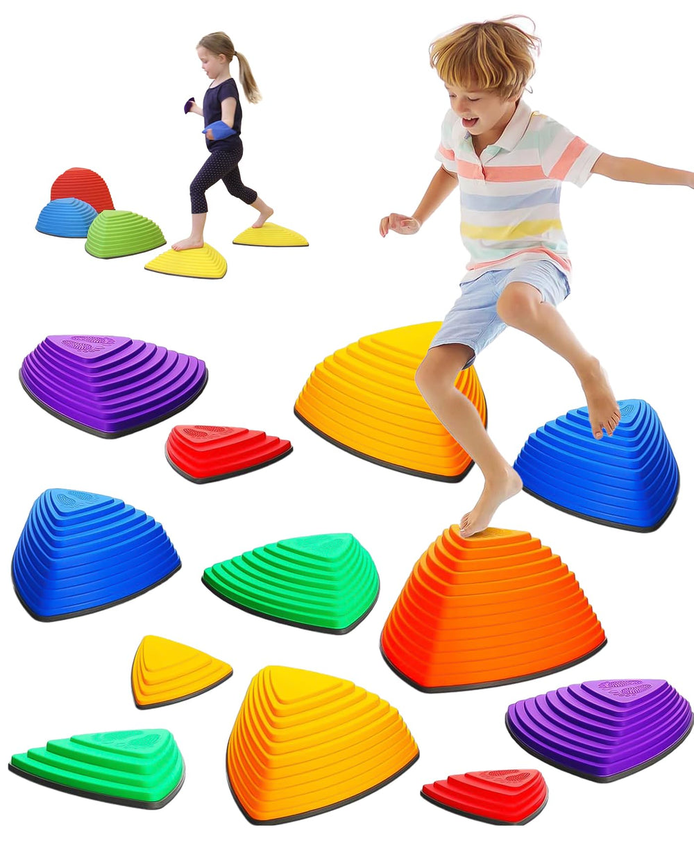 Giggle & Play stepping stones in 12 colors for balanced play and active imagination.