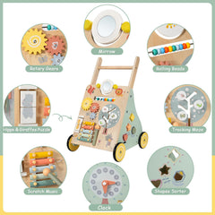 GiggleGems wooden baby walker side view demonstrates sturdy construction and portability.