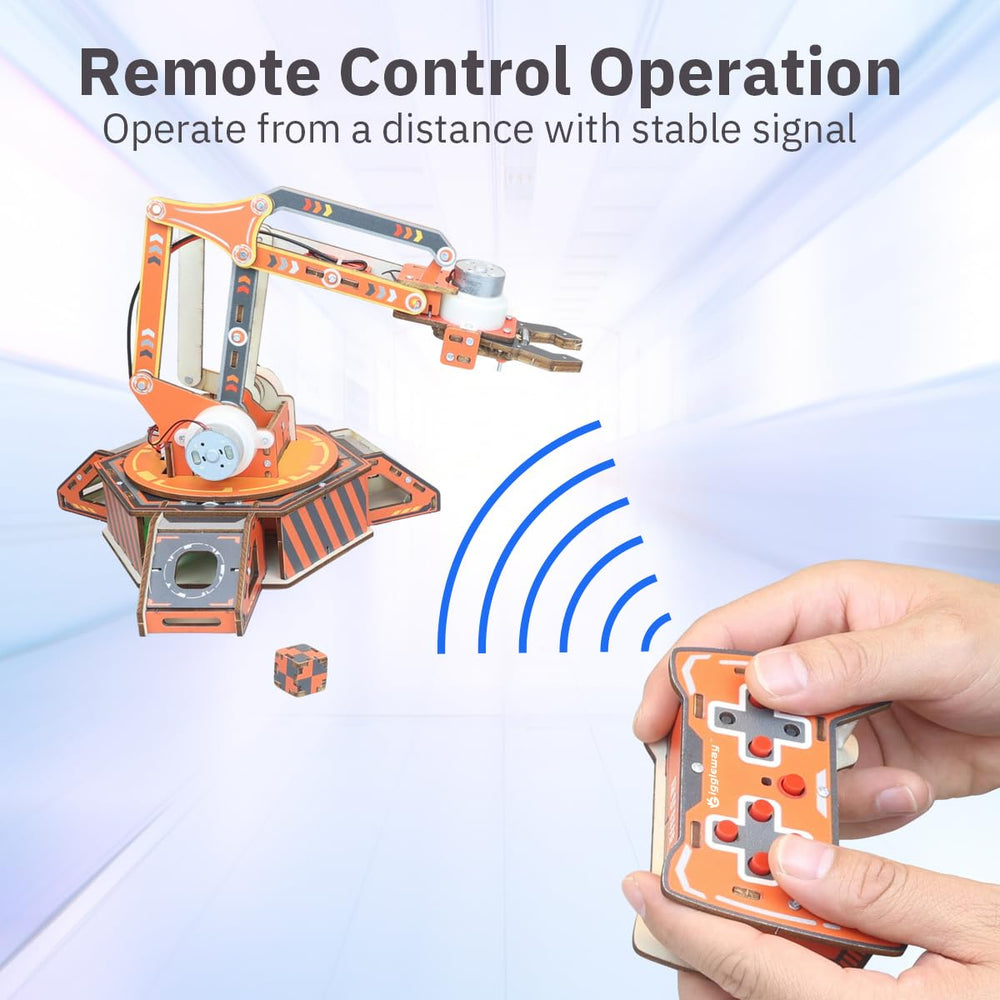 Giggleway robot arm kit wooden parts emphasize eco-friendly, durable construction