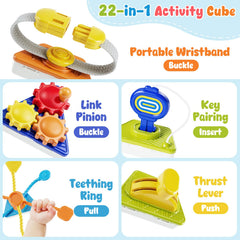 Gigilli 22in1 busy cube turning clocks helps basic time-related sequencing.