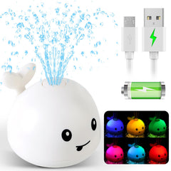 Gigilli whale bath toy sprinkler lights up to engage babies during bath time.