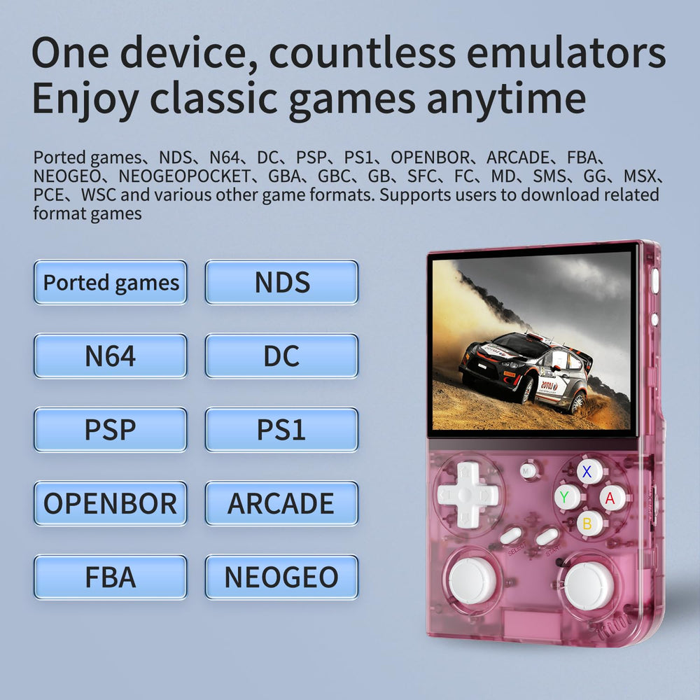 GiipGoop G350 storage expansion showing TF card up to 256GB for more titles