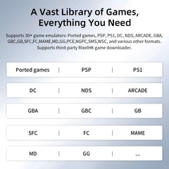GiipGoop RG35XX Pro runs Linux with emulators for expanded library.