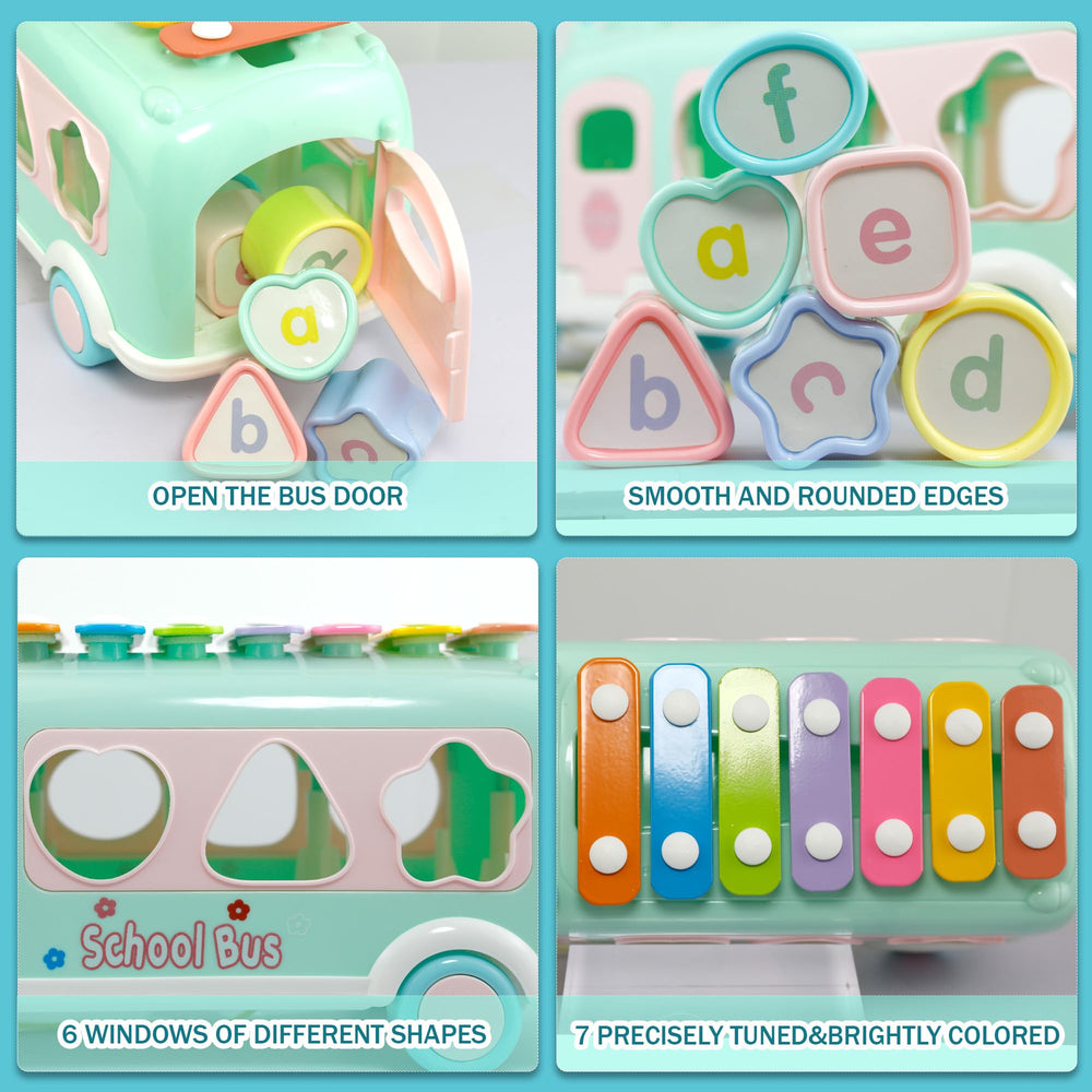 Gikimooy Sensory play bus xylophone encourages tactile exploration and curiosity.