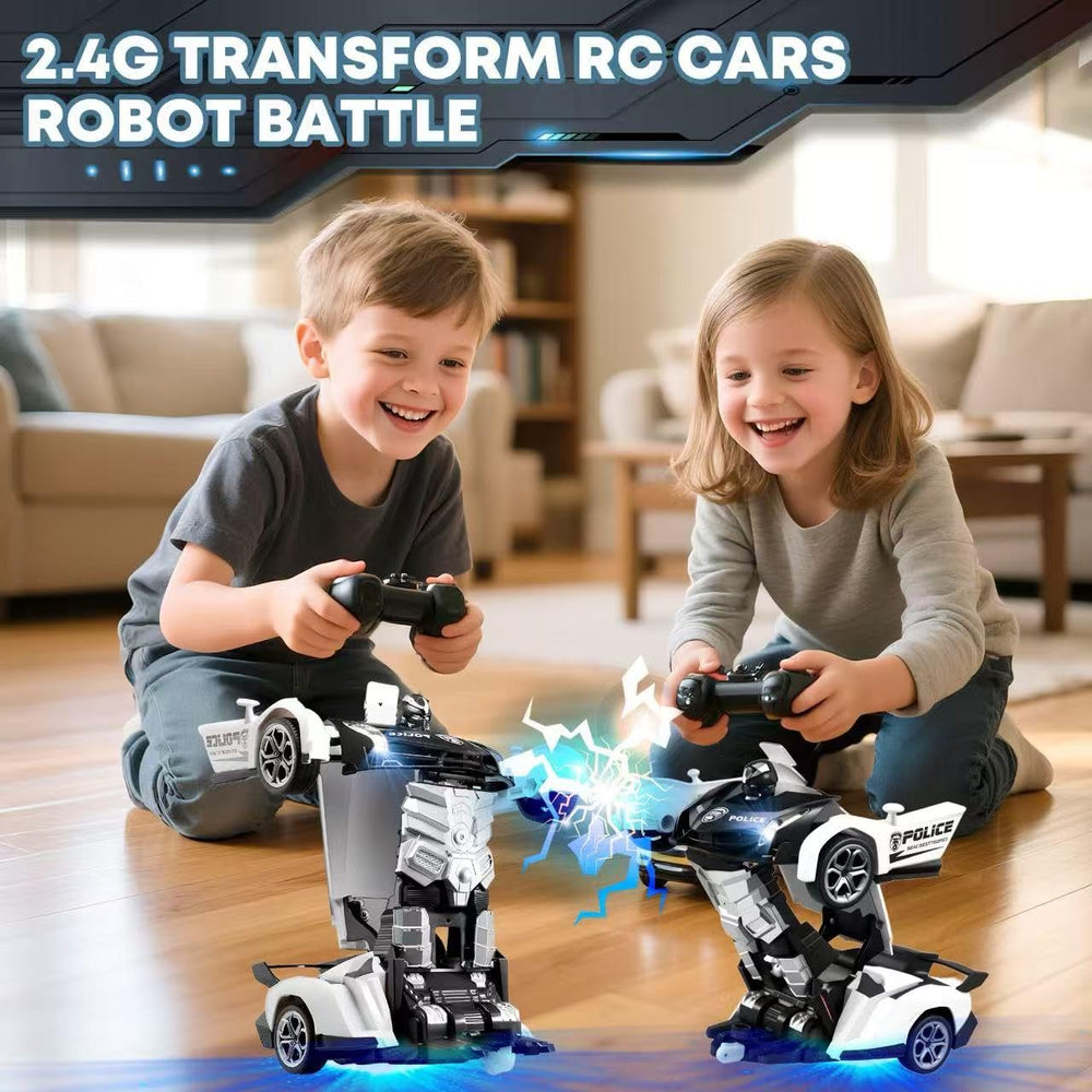 Gikimooy Transform RC car in robot mode demonstrates shape-shifting excitement.