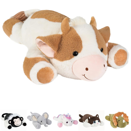 GILFWM weighted cow plush close-up shows safe materials for everyday cuddling.