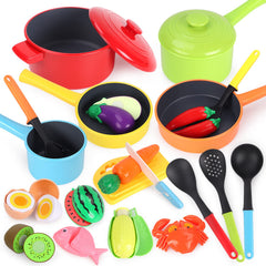GILOBABY colorful cookware set for imaginative play and fine motor development.