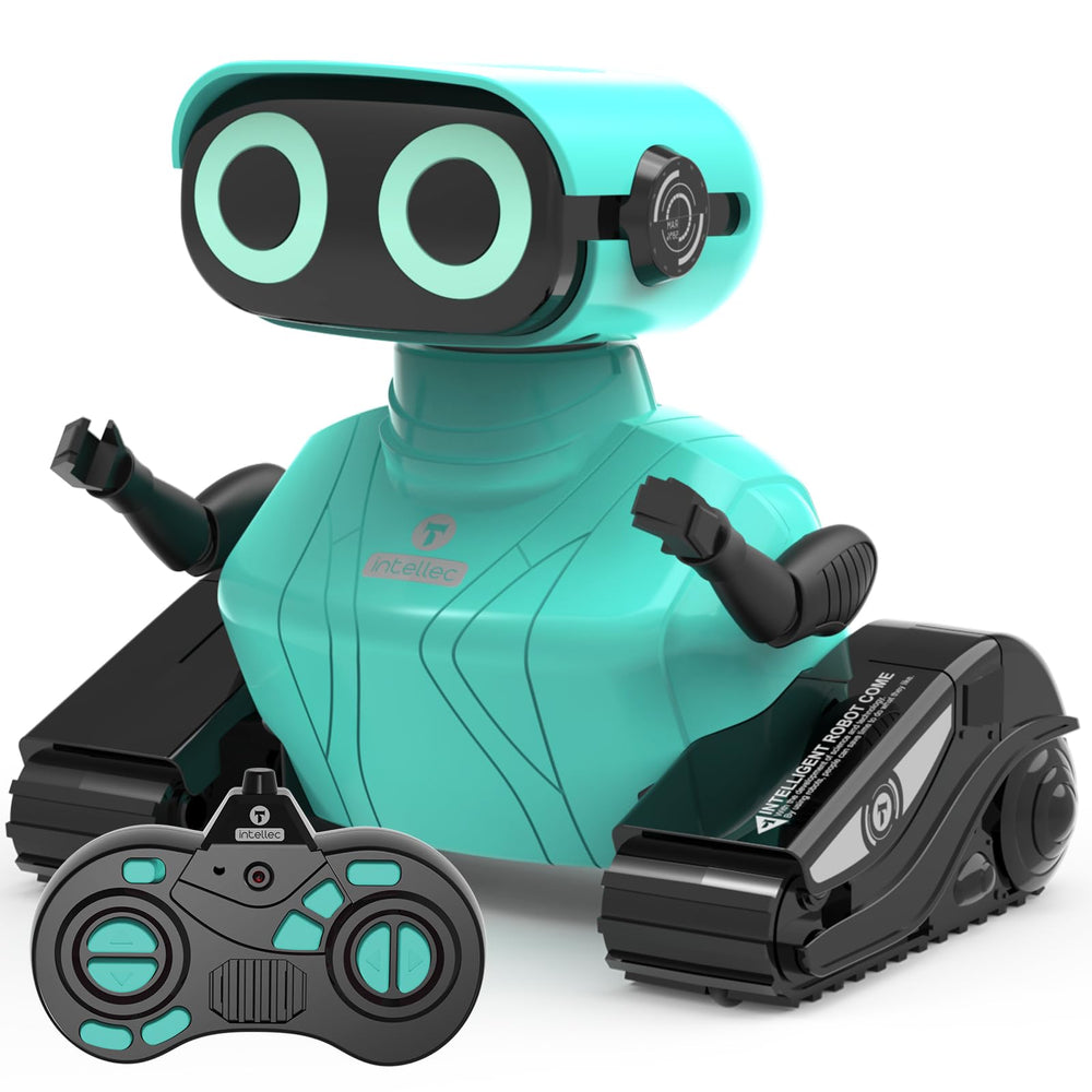 GILOBABY robot toy with blue LED eyes invites imaginative play.