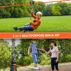 GIMPYN adjustable swing seat fits riders of various heights.