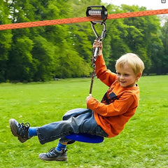 GIMPYN zipline pulley close-up showing smooth bearings for safe rides.