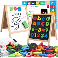 Ginmic magnetic letters board close-up with colorful letters for playful early literacy.