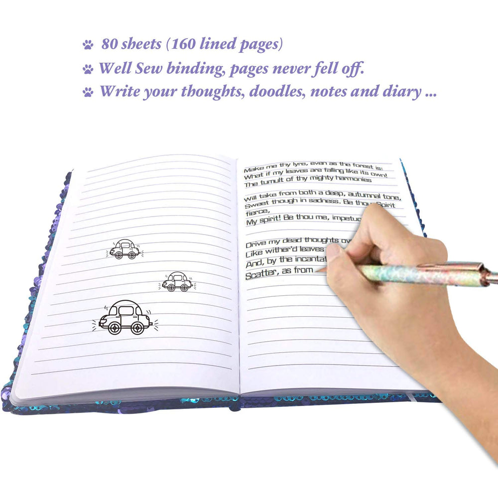 GINMLYDA Sequin Diary with reversible sequins offers color shifts during creative play.