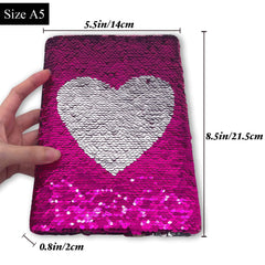 GINMLYDA Sequin Girls Journal opened flat thanks to sew binding for easy writing.