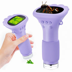 GinoCaco portable digital microscope front view for kids exploring tiny worlds safely.