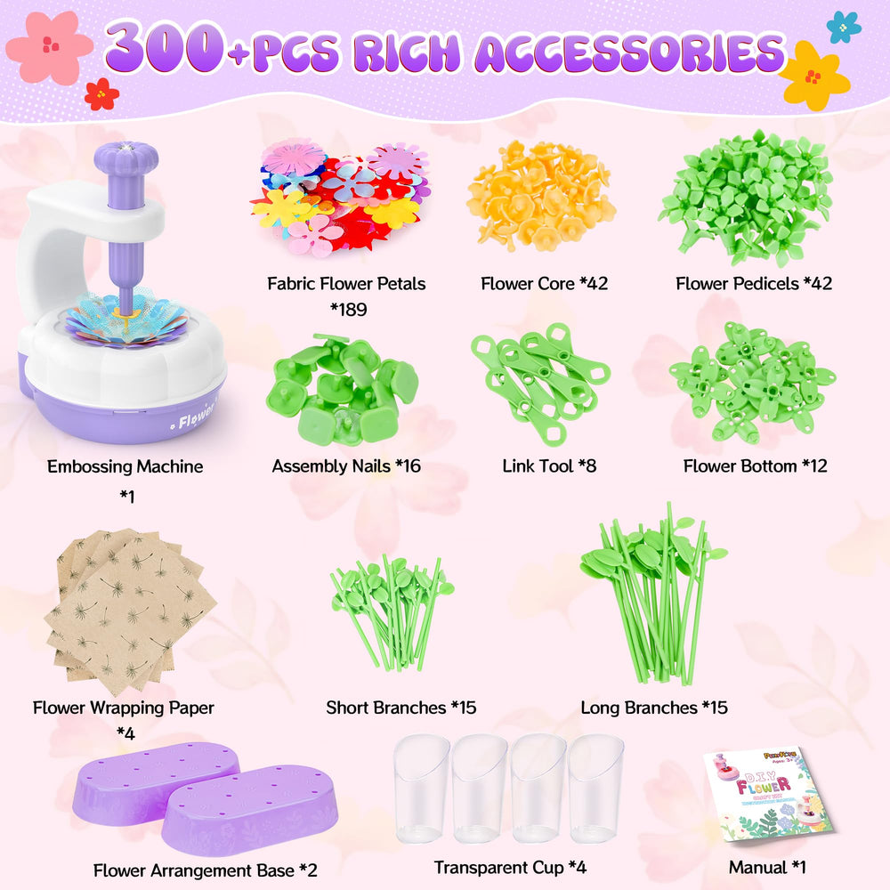 GirlsHome flower stems and leaves for realistic, durable bouquets.