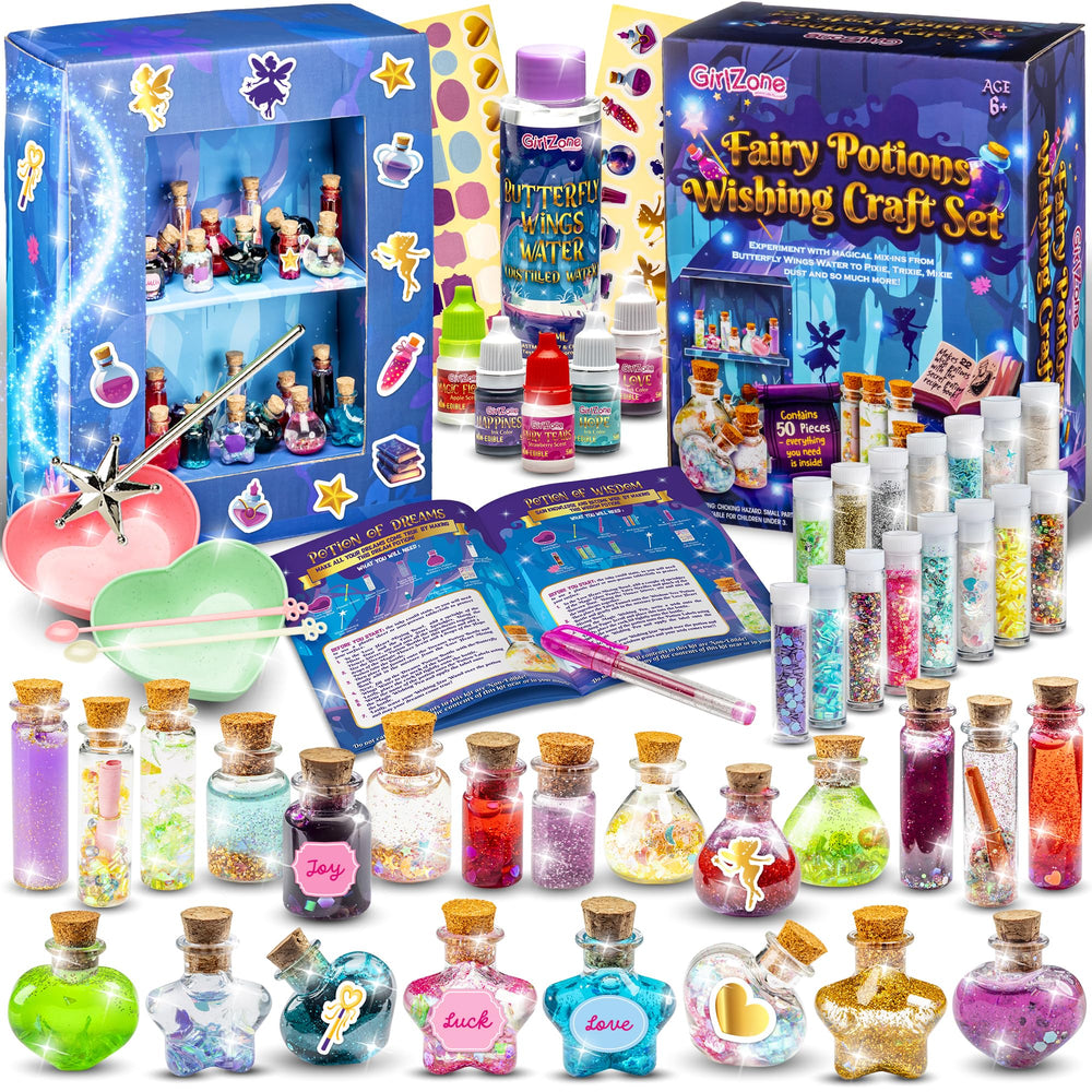 GirlZone Fairy Potions kit box with colorful ingredients for creative pretend play