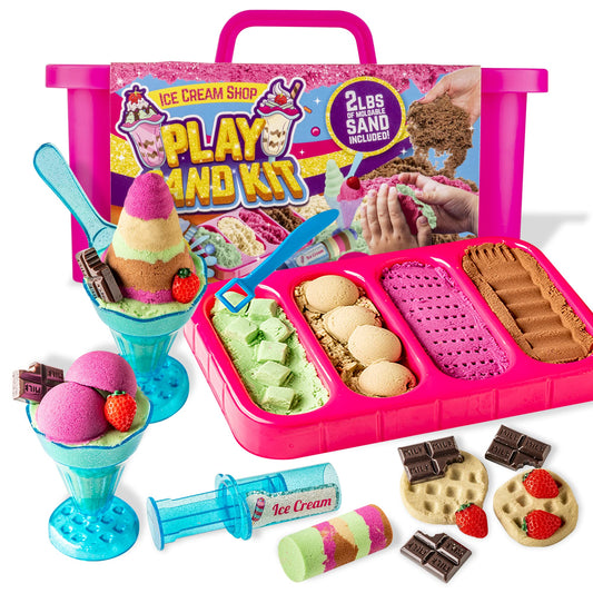 GirlZone Ice Cream Shop Play Sand Kit with colorful tools for creative sensory play.