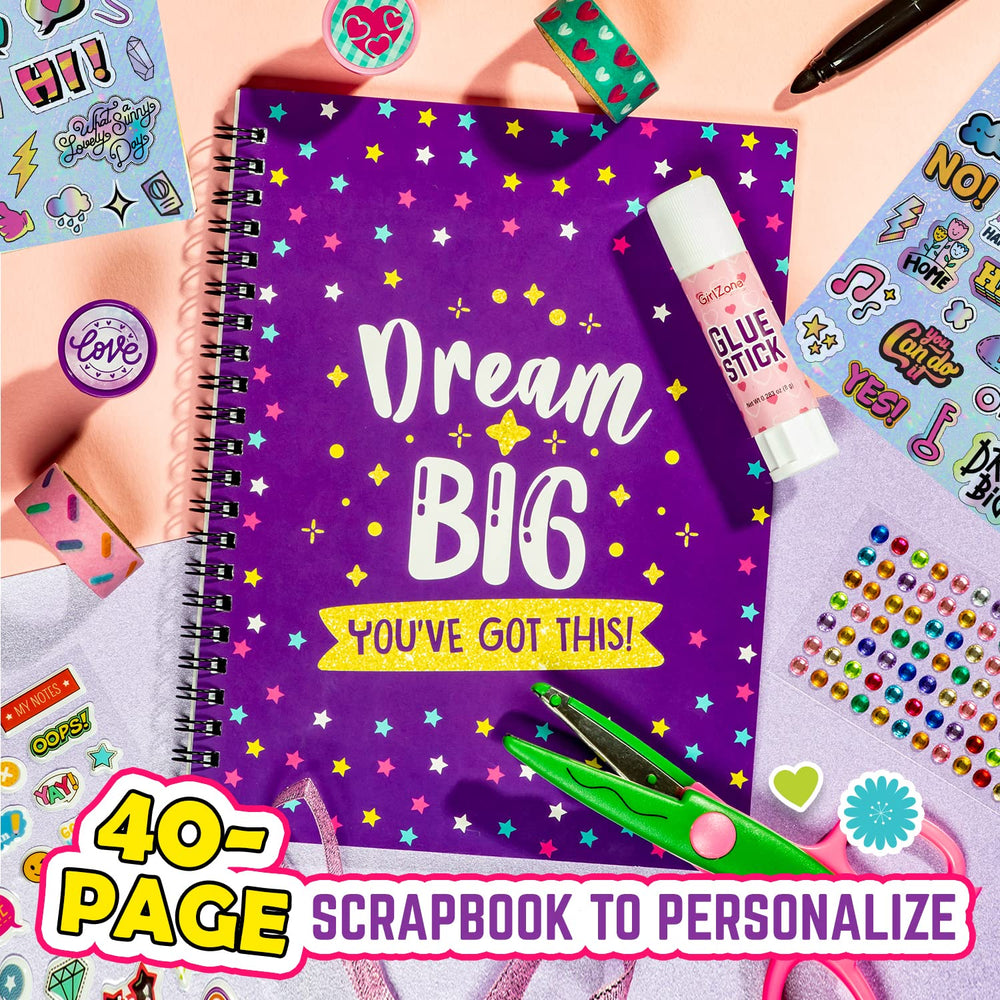 GirlZone scrapbook stickers section features bright, playful designs.