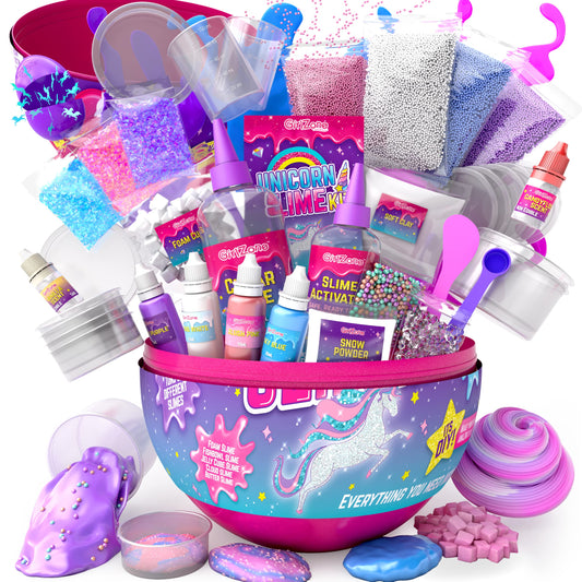GirlZone Sparkly Unicorn Egg Surprise Slime Kit packaging invites creative play for kids.