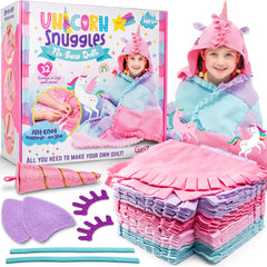 GirlZone Unicorn Snuggles kit package view showing an all-in-one fleece crafting project
