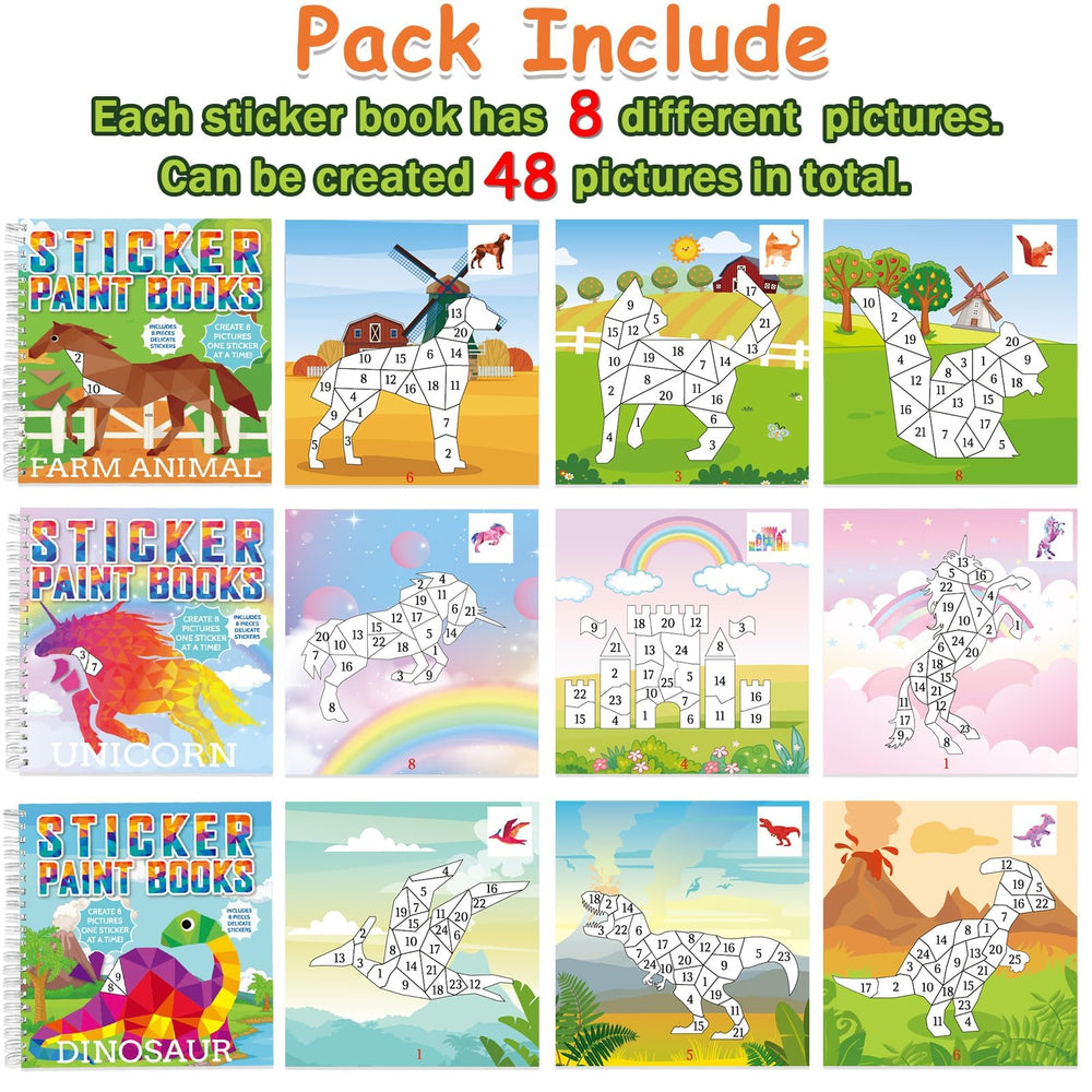 gisgfim paint by sticker farm animals book helps with color recognition