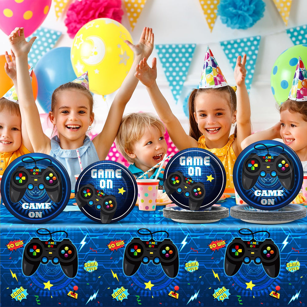Gisgfim video game tablecloth blue adds vibrant party backdrop