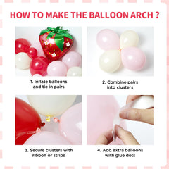 GIZIUXNE pink and red balloon clusters create charming berry-themed decor