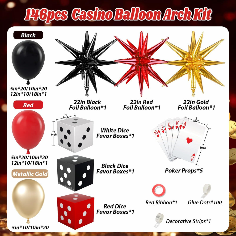 GIZIUXNE red-black-gold balloons create bold color-theme accents for events