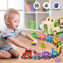 GJZZ magnetic dinosaur train cars connect for sequencing and sorting