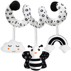GKDOMS baby spiral stroller toy with high contrast visuals to stimulate focus.
