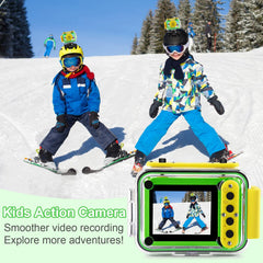 GKTZ Kids Camera 180-degree rotation enables dual selfie and scenery shots.