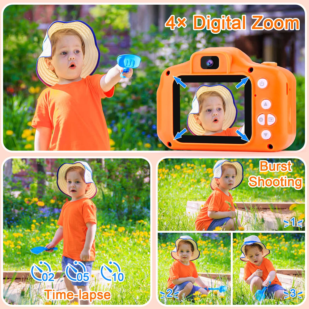GKTZ Kids Camera in use image emphasizes durable construction and simple controls.