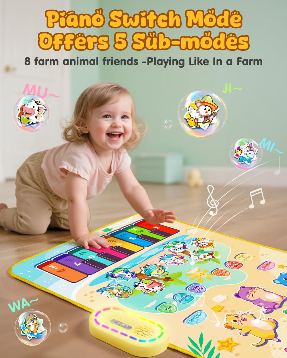 Gleamkid animal sounds mode enhances sensory exploration and rhythm.