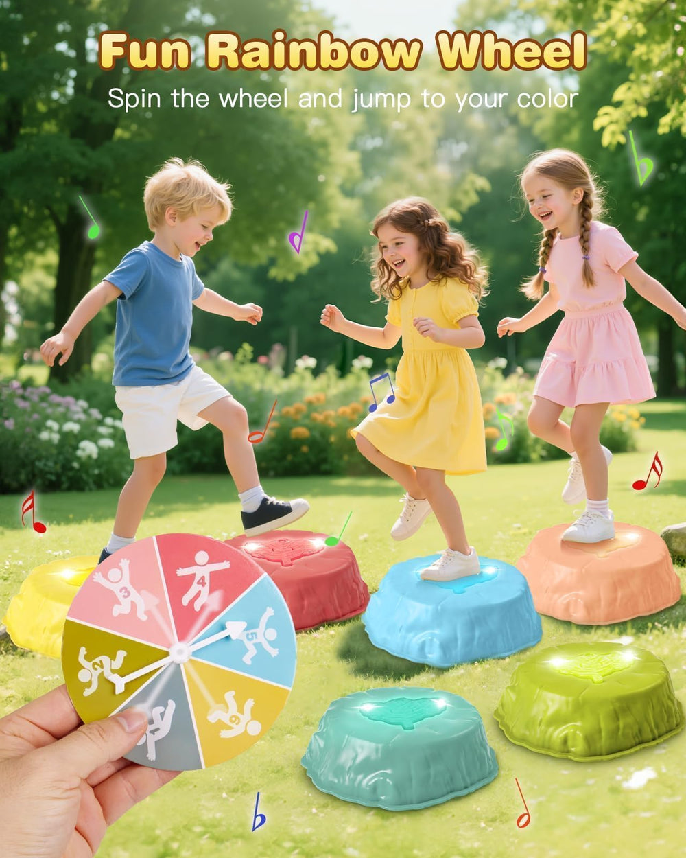 Gleamkid six-piece stepping stones set for versatile indoor-outdoor use