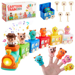Gleamkid train set train-front-view shows colorful cars and inviting lights for playtime.