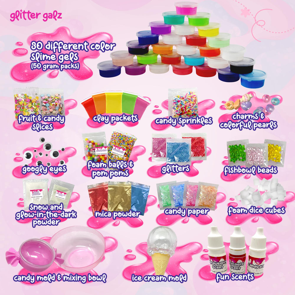 Glitter Galz non-sticky slime surface for easy crafting.