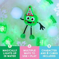 Glo Pals green light-up cubes illuminate bath time for visual exploration