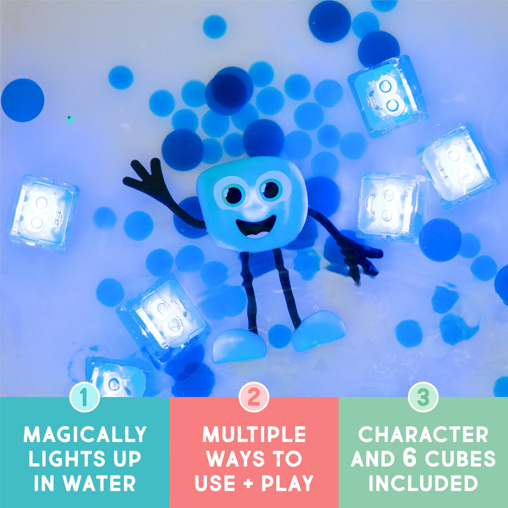 Glo Pals six reusable light-up cubes enhance bath play with color and motion
