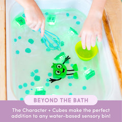 Glo Pals Pippa cubes arranged for playful bath color ideas