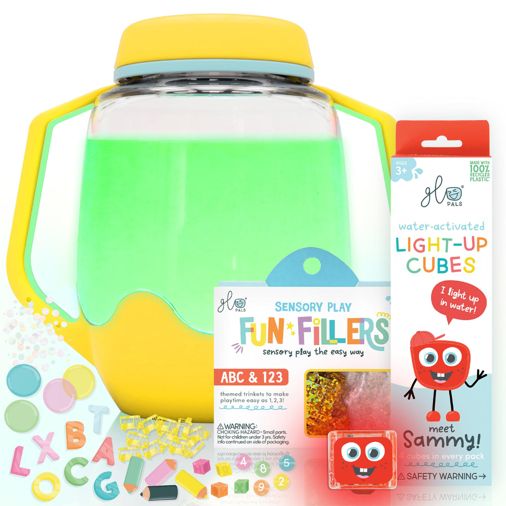 Glo Pals Play Pack sensory jar with color-changing glow for bedtime routines