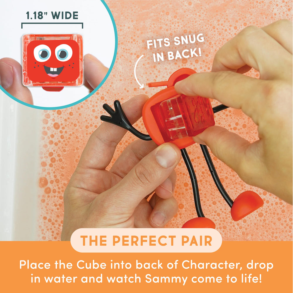 Glo Pals Sammy bath time collection showing the six-piece set in water
