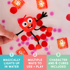 Glo Pals Sammy six light-up cubes glow together for engaging bath time visuals