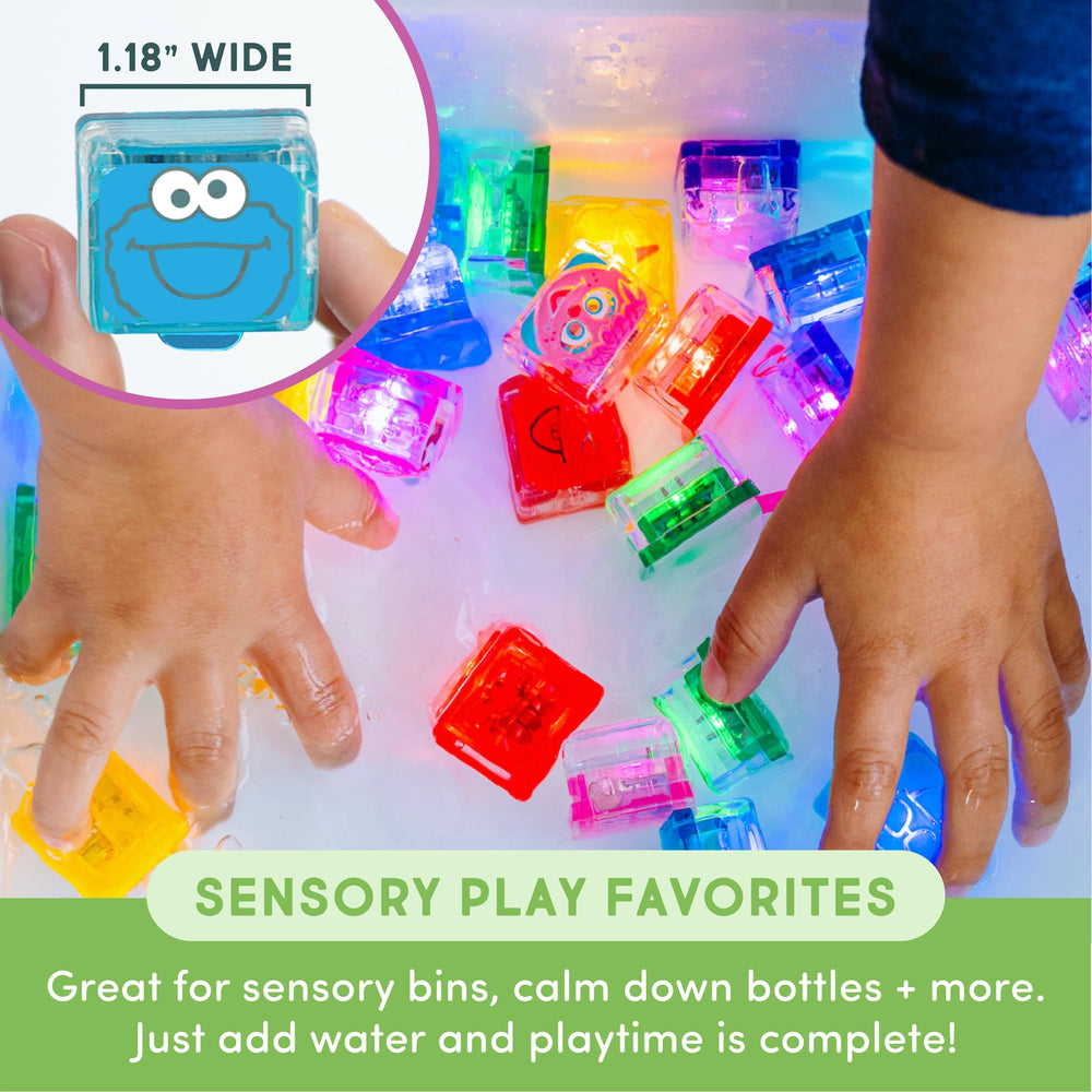 Glo Pals Sesame Street cubes packaging highlights hand-packaged care from Mississippi.