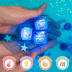 Glo Pals child enjoys bath time with a gentle glow and tactile cubes