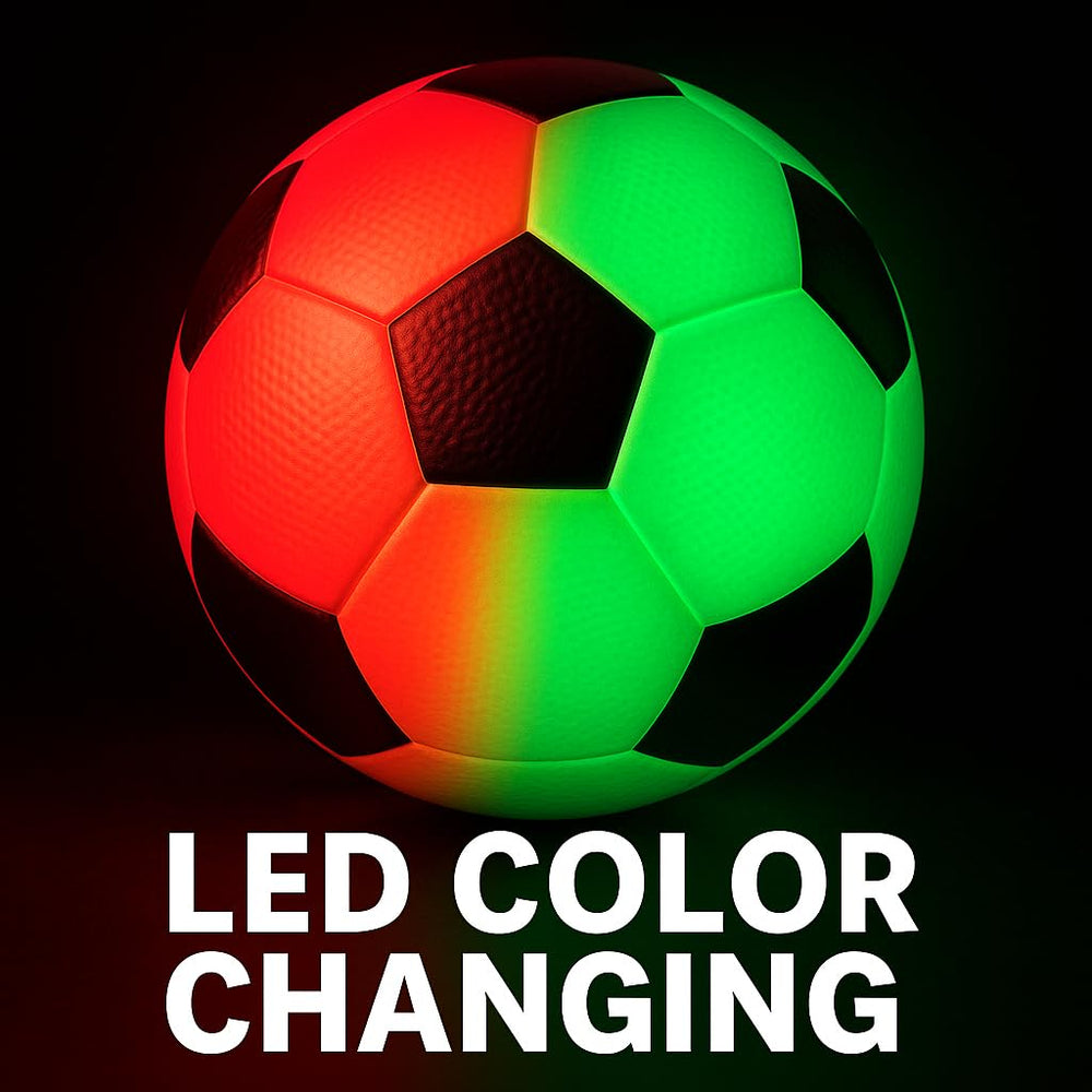 GLO-X color-changing ball close-up showing red and green LEDs