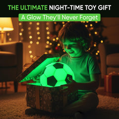 GLO-X glow soccer ball kicked at dusk on a field