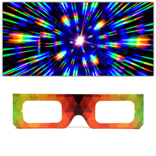 GloFX geometric rainbow diffraction glasses for vivid festival visuals
