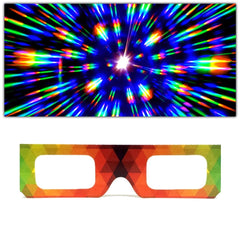GloFX geometric rainbow diffraction glasses for vivid festival visuals